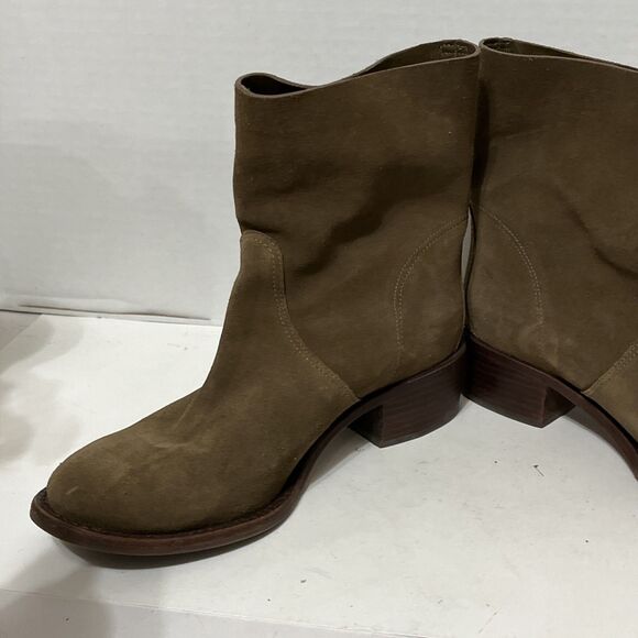 Tory Burch Sienna River Rock Embossed Logo Suede Leather Ankle Boots 7.5M - Picture 2 of 9